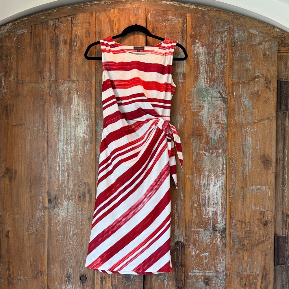 Adolfo Dominguez Red and White Sheath Dress